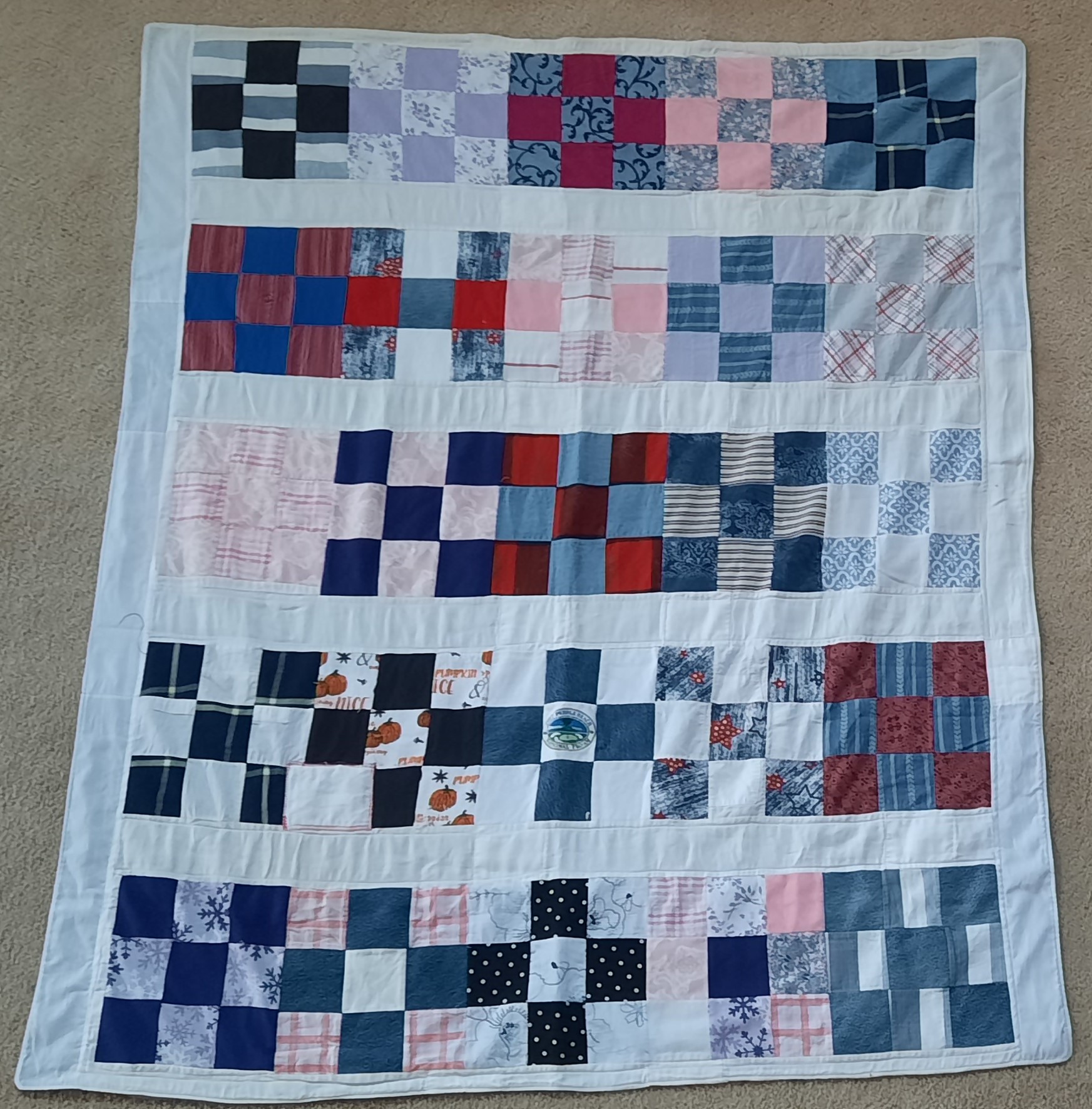 traditional patterned quilt.